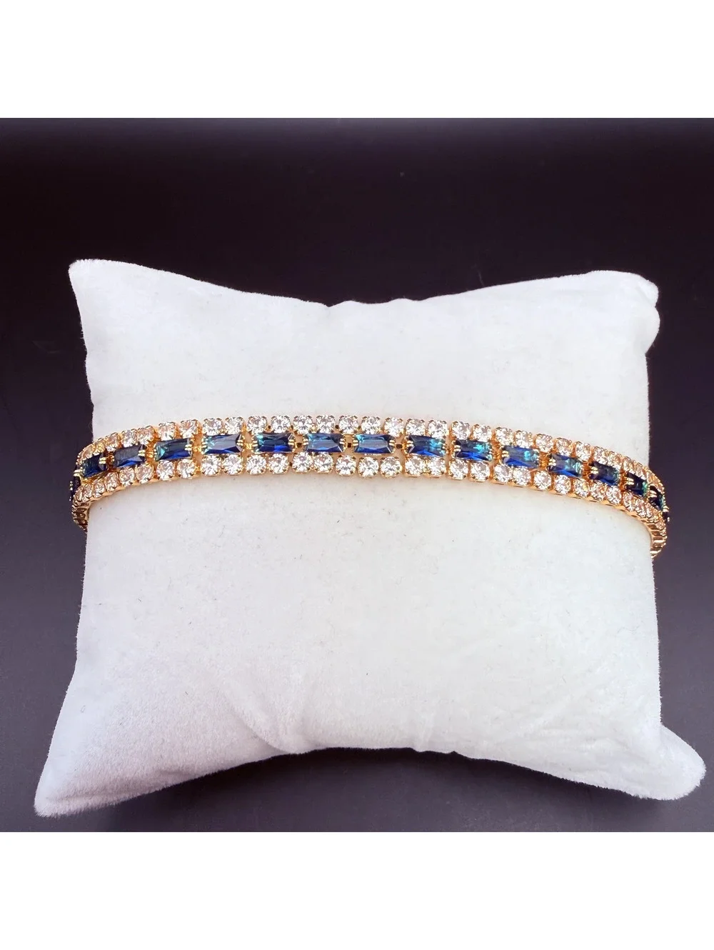 candy+clover london blue and rhinestone crystal gold tone bracelet